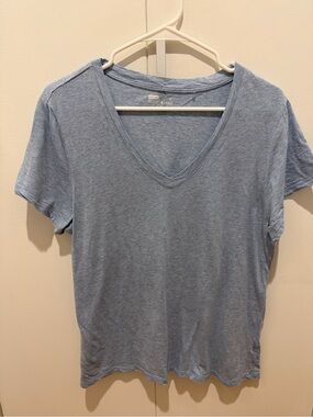Delta Light Blue V-Neck Women's Tee gently worn modal